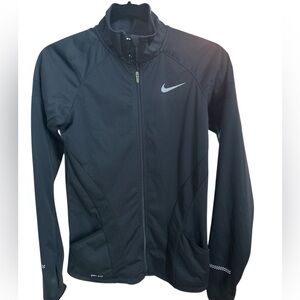 Nike Black Full-Zip Athletic Jacket with Reflective Swoosh